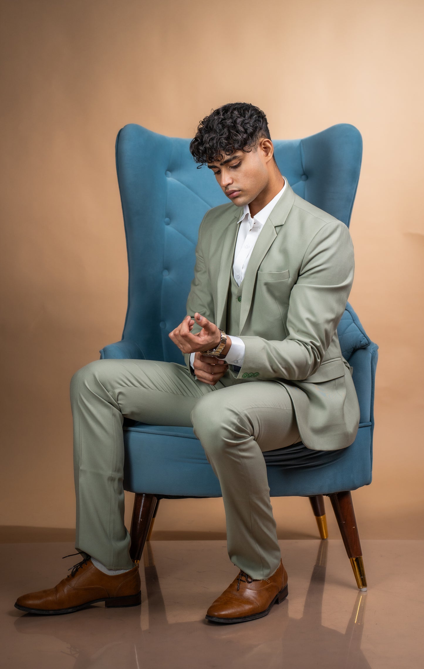 Olive Crest Three-Piece Suit