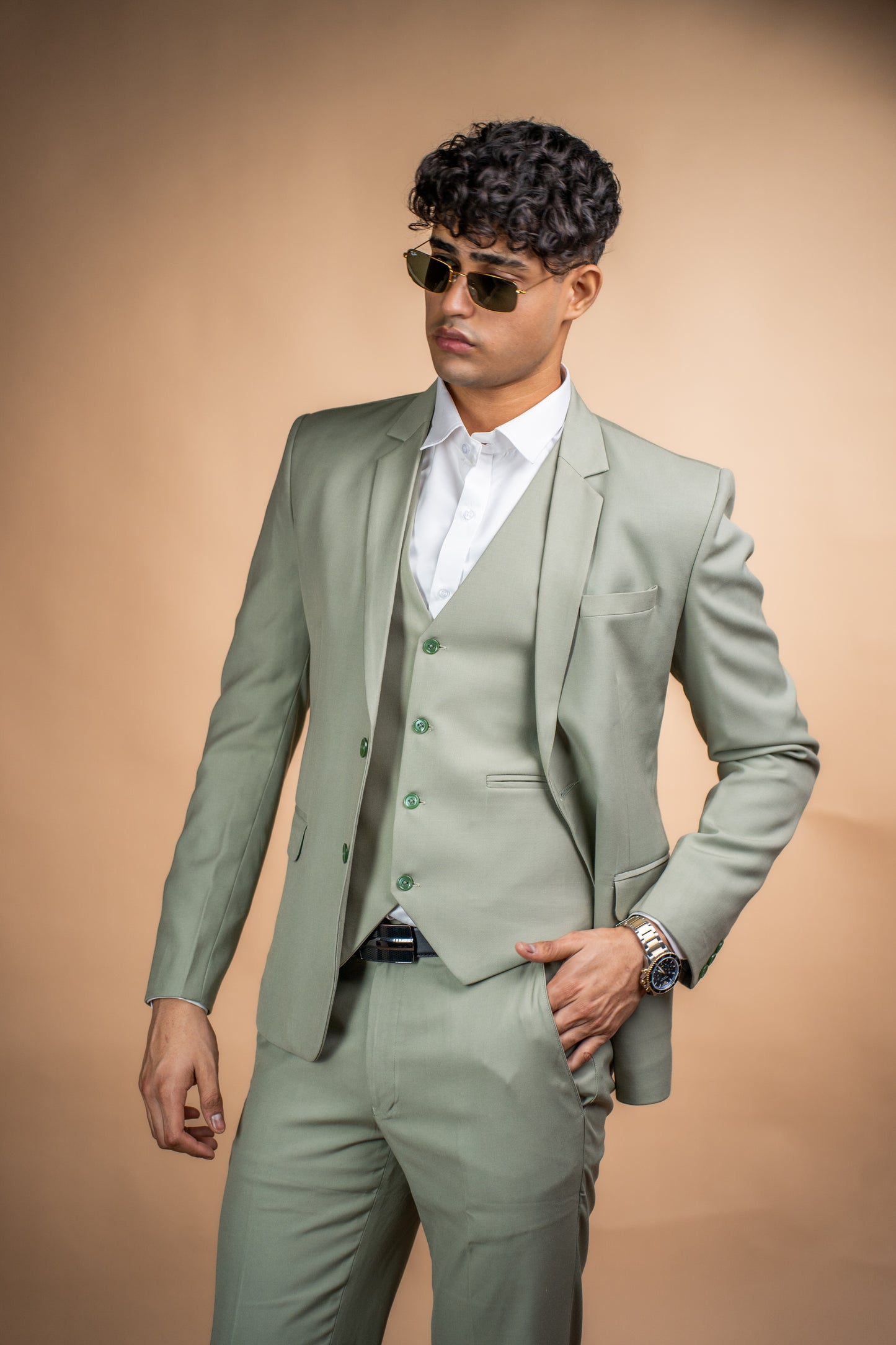 Olive Crest Three-Piece Suit