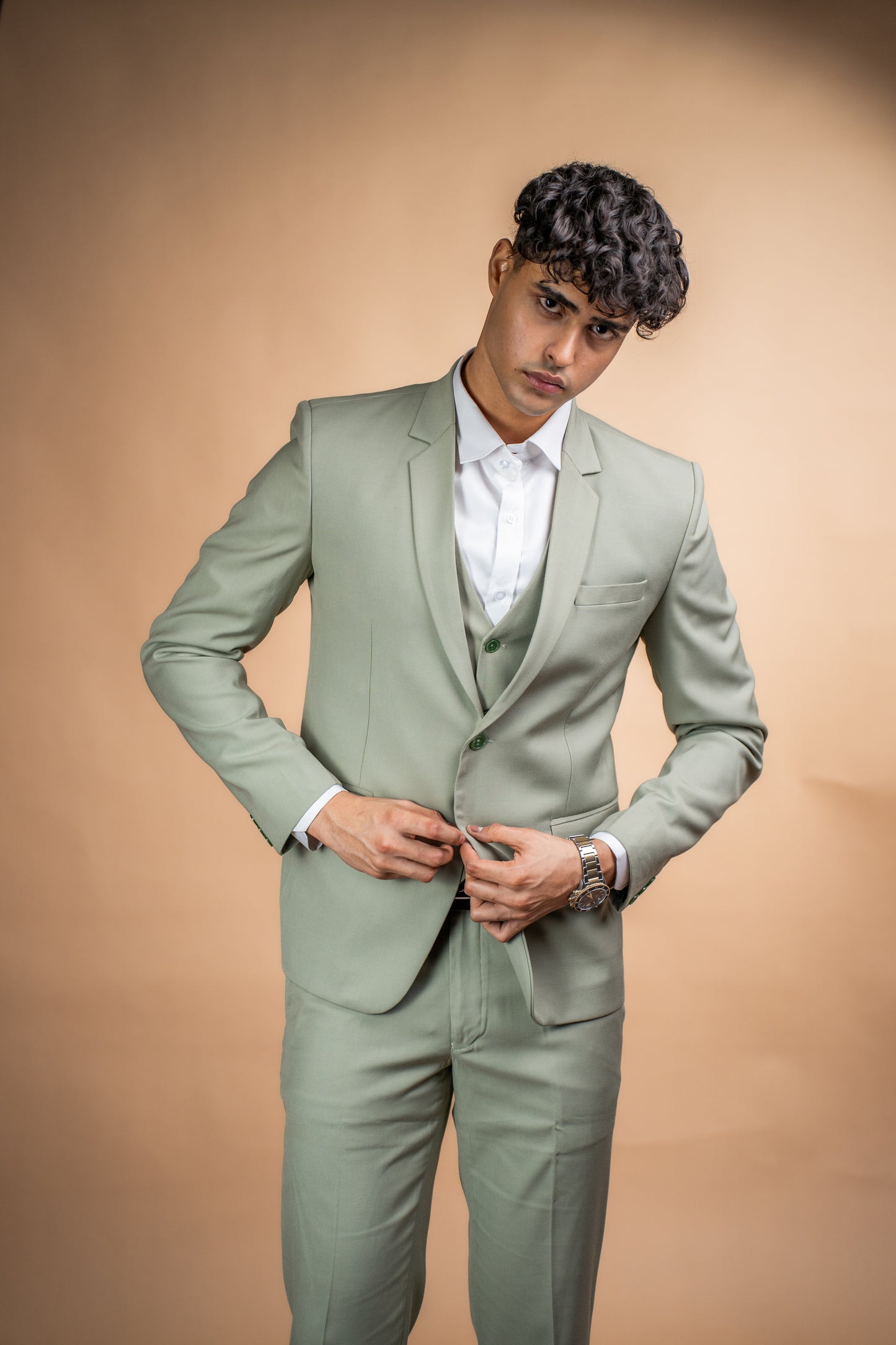 Olive Crest Three-Piece Suit