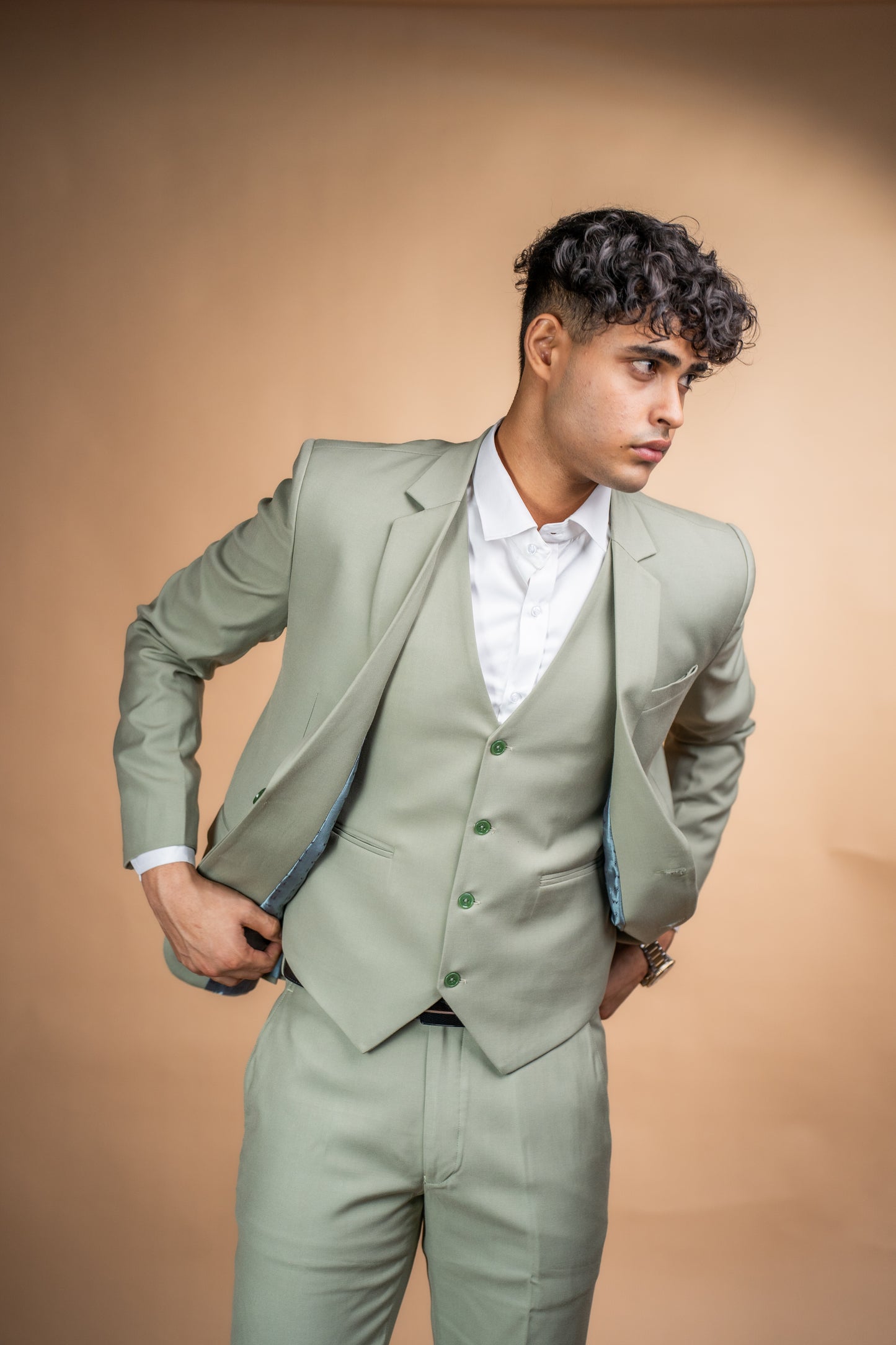Olive Crest Three-Piece Suit