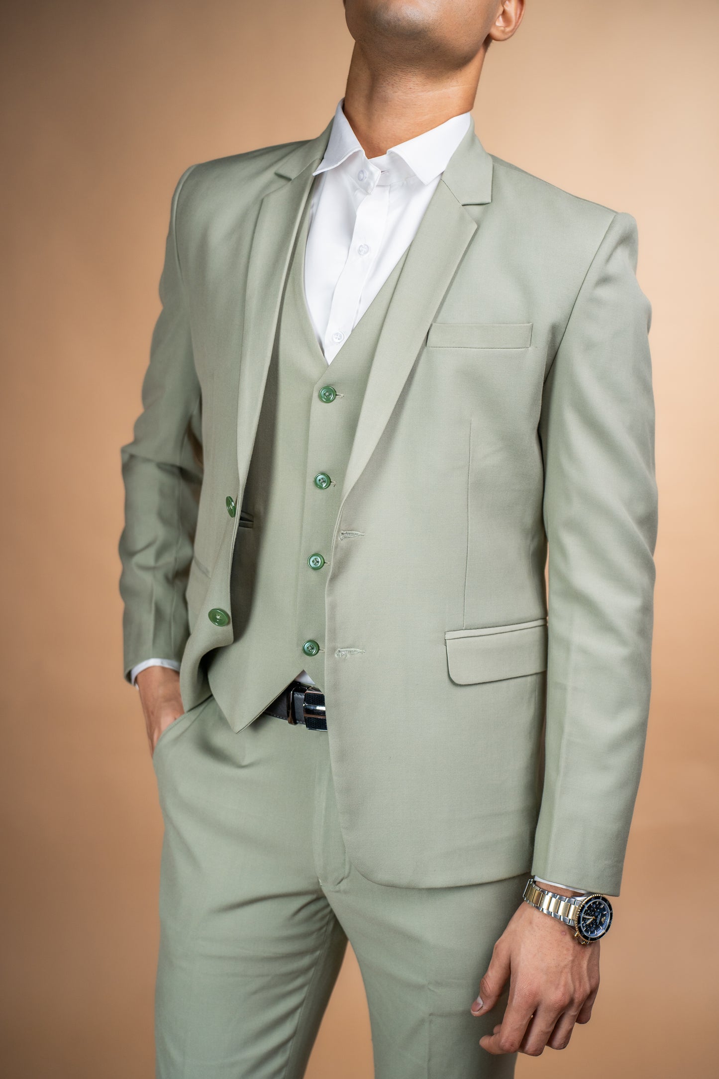 Olive Crest Three-Piece Suit