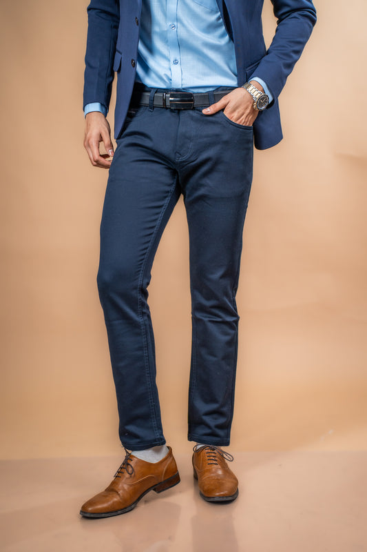 Midnight Navy Slim-Fit Cotton Jeans