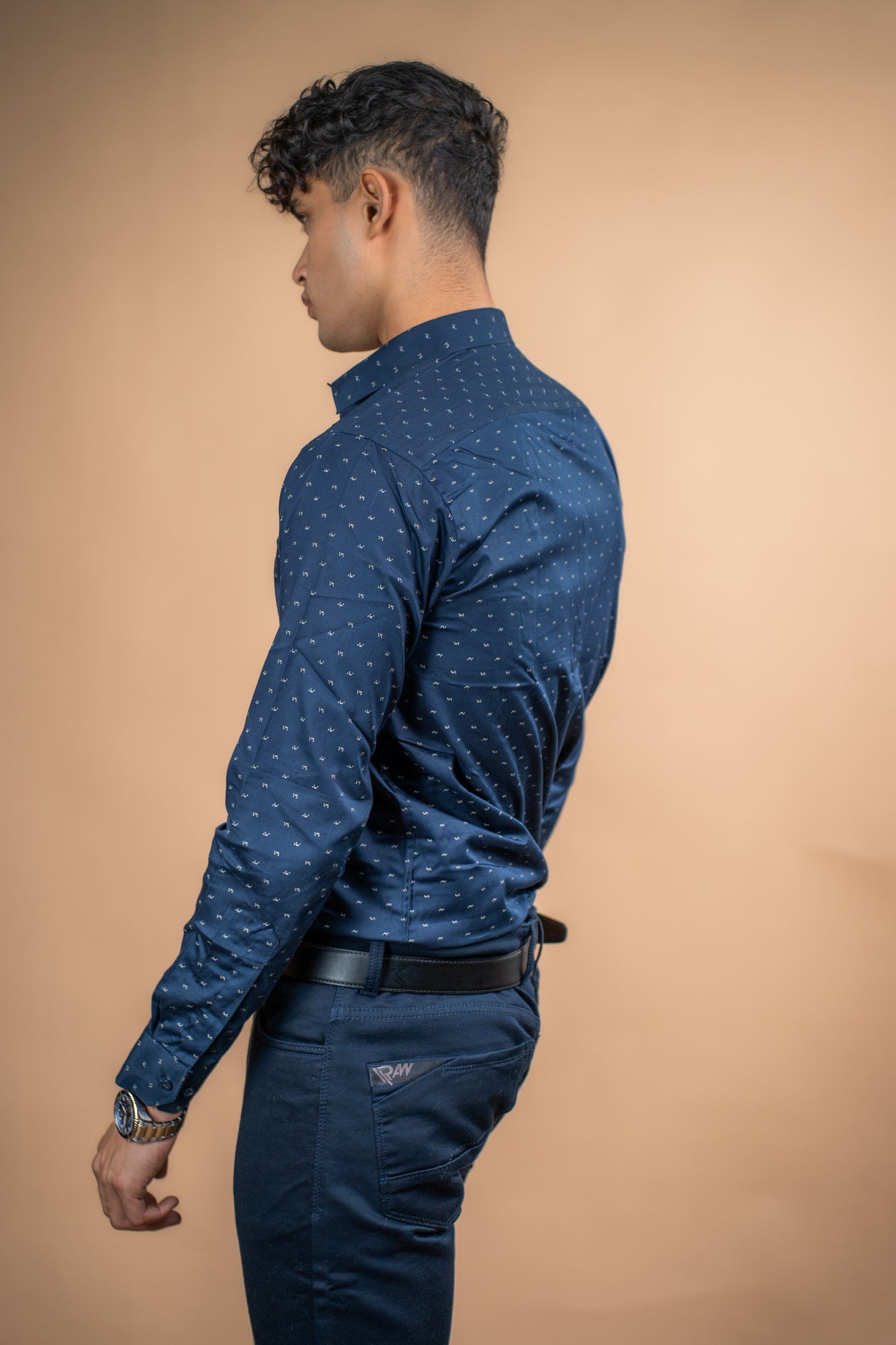 Navy Thread Printed Shirt