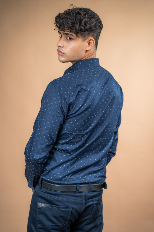 Navy Thread Printed Shirt