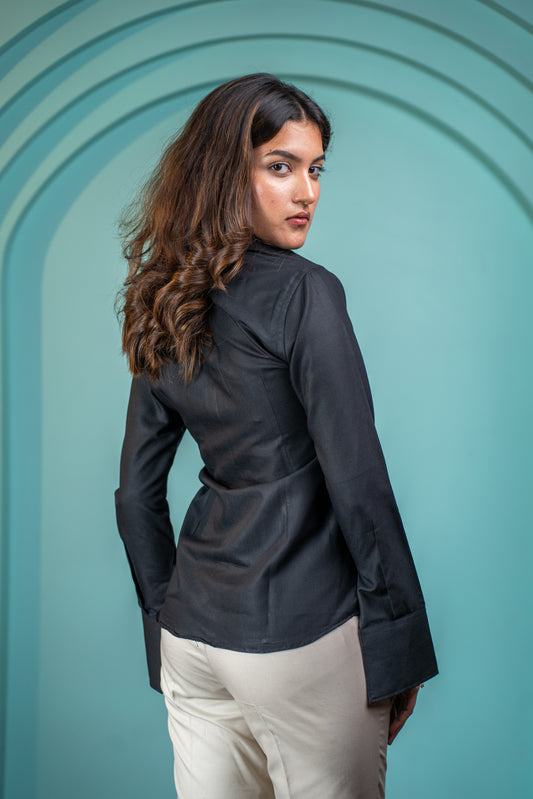 Blackline Slit-Cuff Cotton Shirt