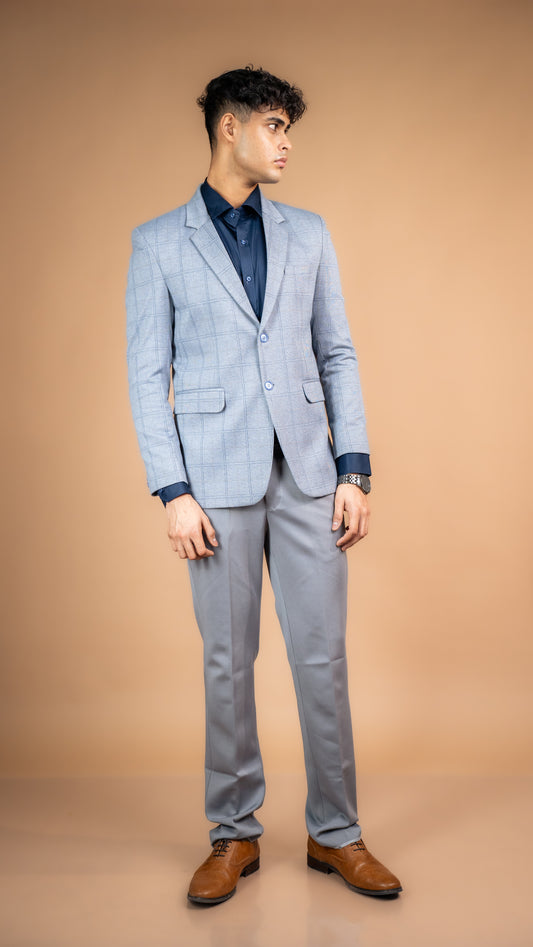 Nordic Blue Grid Blazer