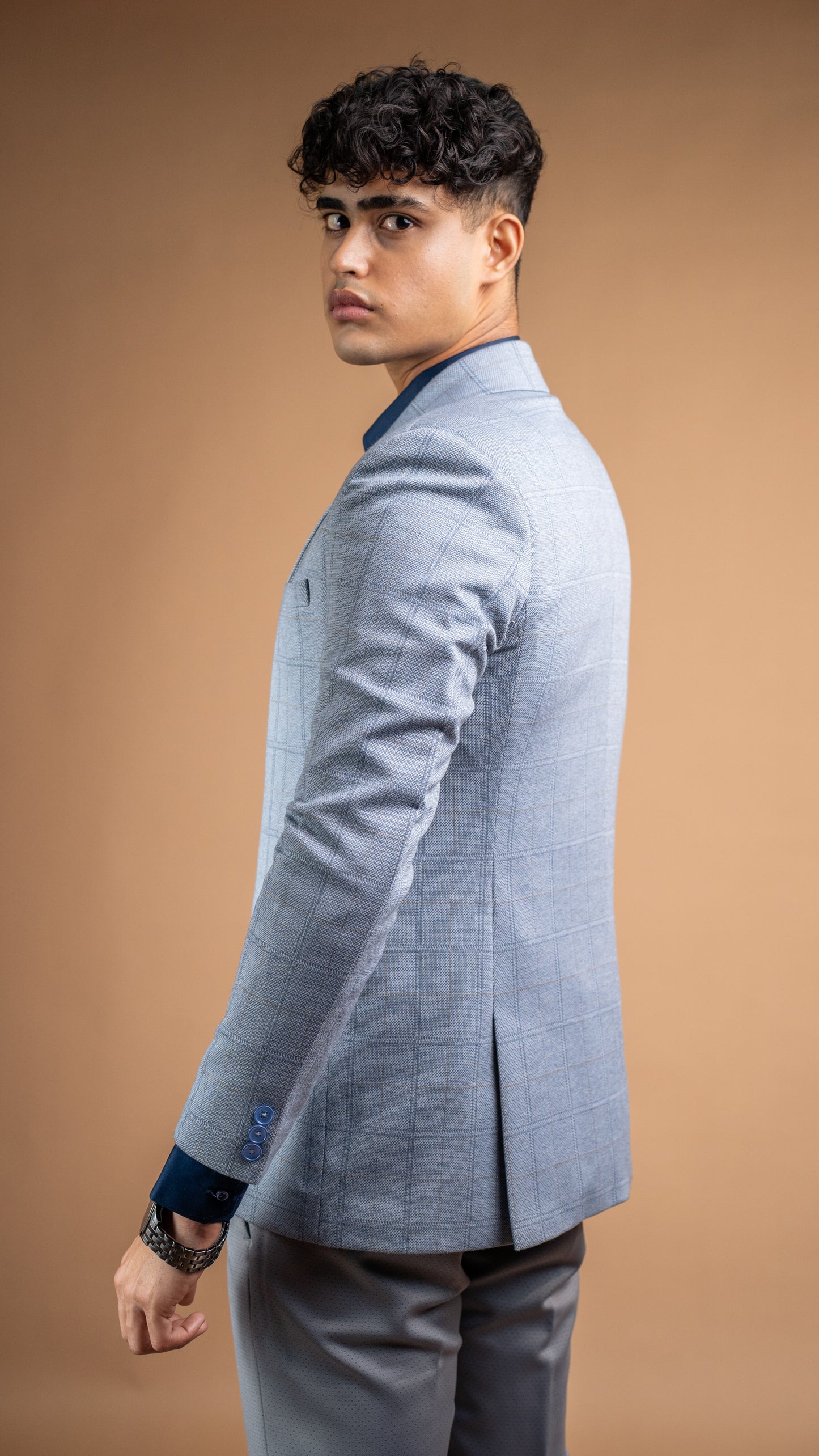 Nordic Blue Grid Blazer