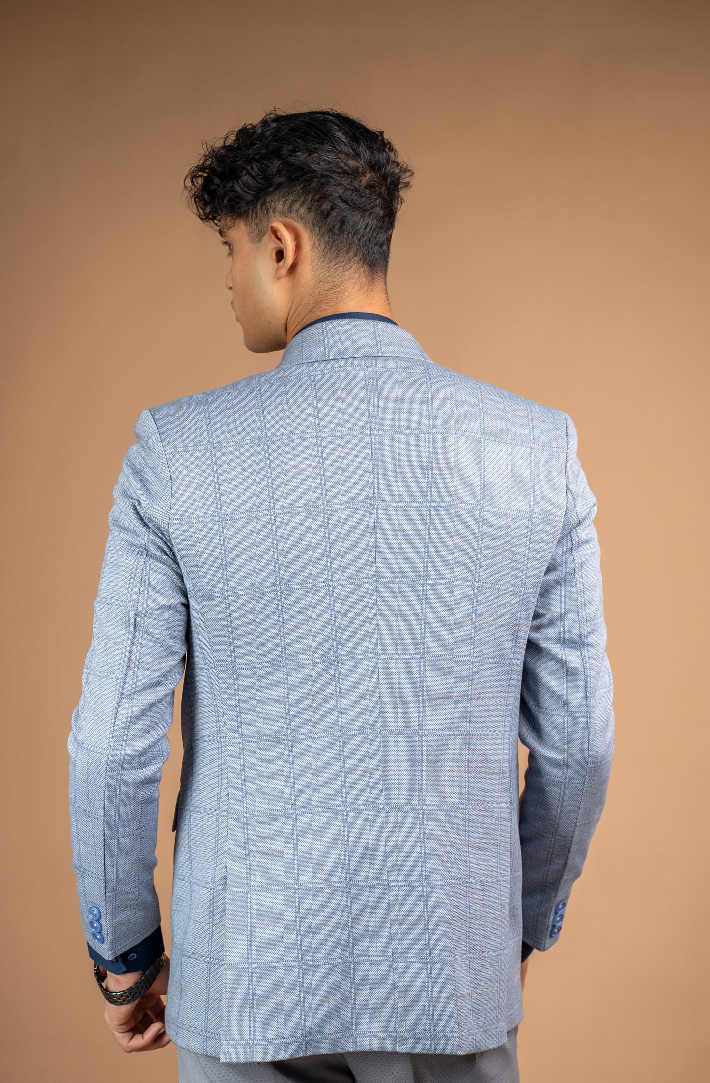 Nordic Blue Grid Blazer
