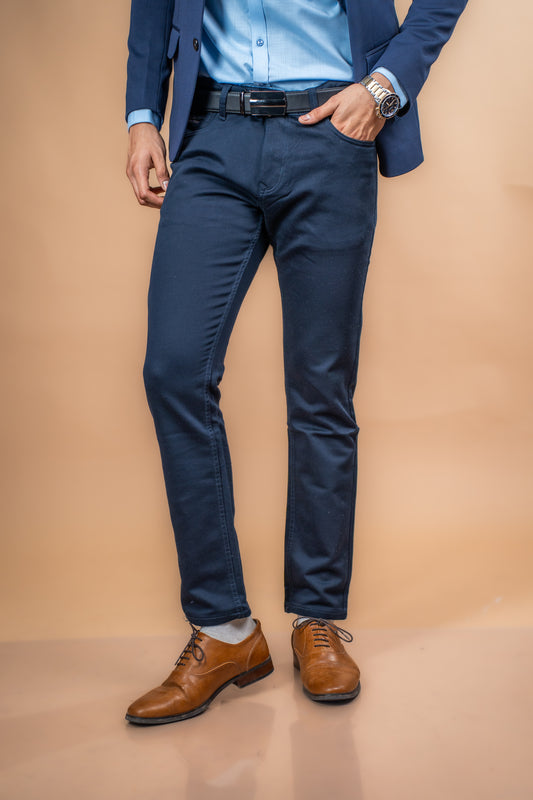 Midnight Navy Slim-Fit Cotton Jeans