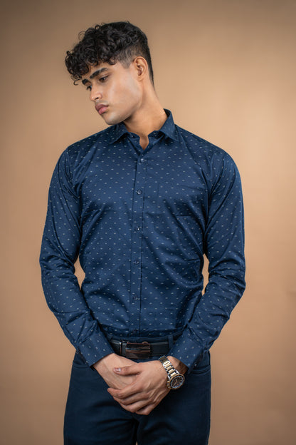 Navy Thread Printed Shirt