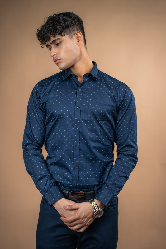 Navy Thread Printed Shirt