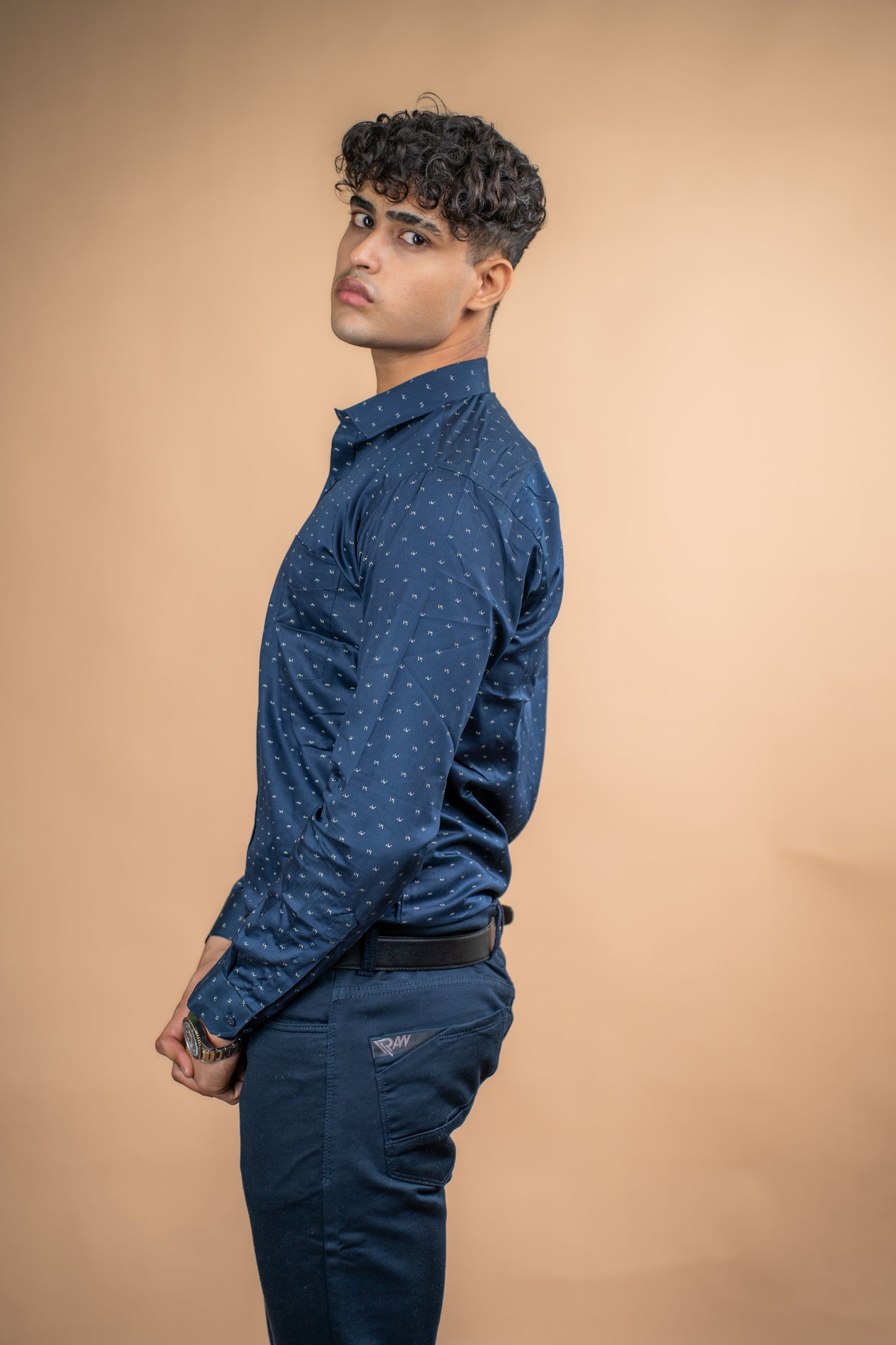 Navy Thread Printed Shirt