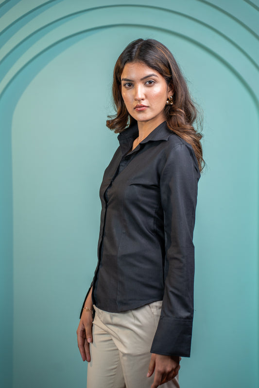 Blackline Slit-Cuff Cotton Shirt