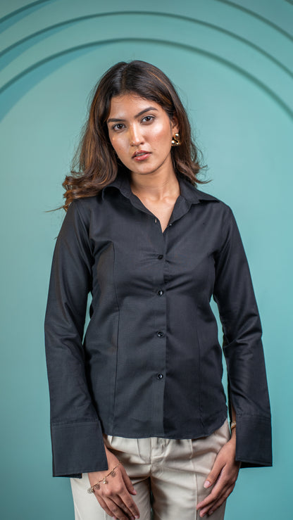 Blackline Slit-Cuff Cotton Shirt