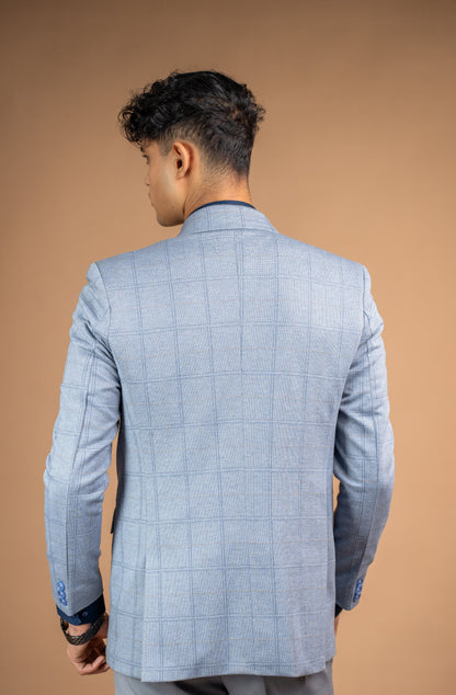 Nordic Blue Grid Blazer
