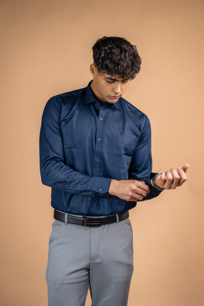 Slate Grey Micro-Check Formal Trousers