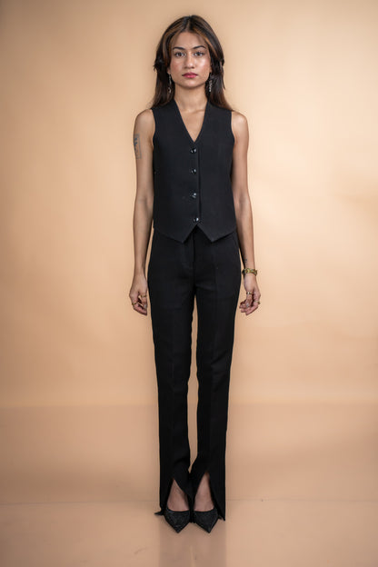 Silhouette Black Slit Flare Trousers