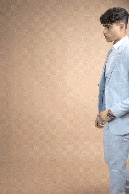 Azure Charm Light Blue Three-Piece Suit