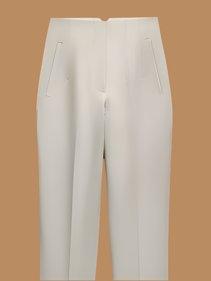 Sandstone Pleated Flare Trousers
